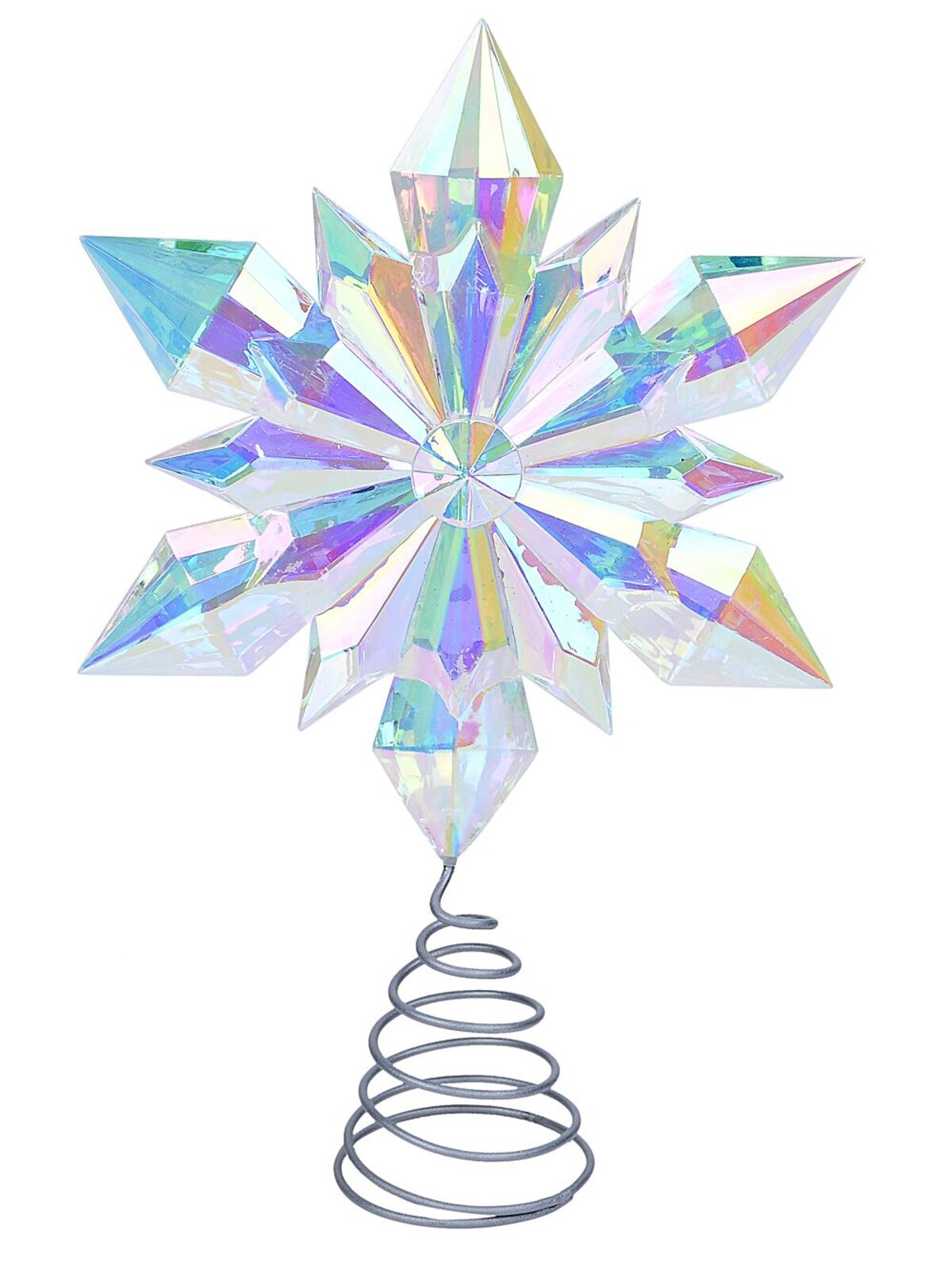 Large Clear Iridescent Star Snowflake Christmas Tree Topper | 32cm