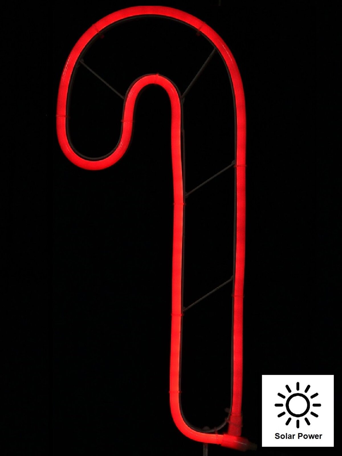 LED Christmas Candy Cane Neon Flex Path Light - Red Solar Garden Stake | 36cm