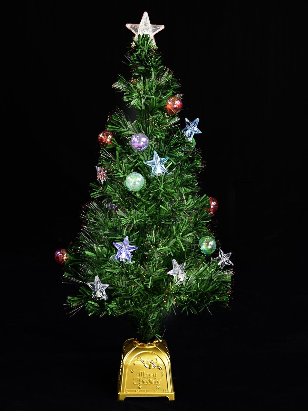 LED Star & Bauble Fibre Optic Tree - 1.5m