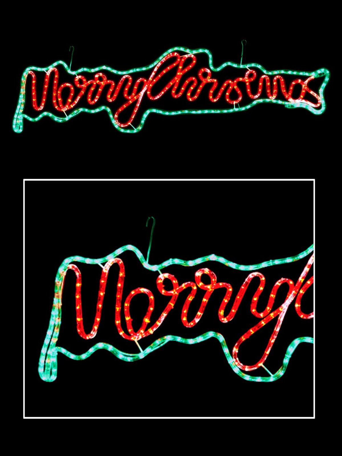 Merry Christmas With Border LED Rope Light Silhouette - 1.5m