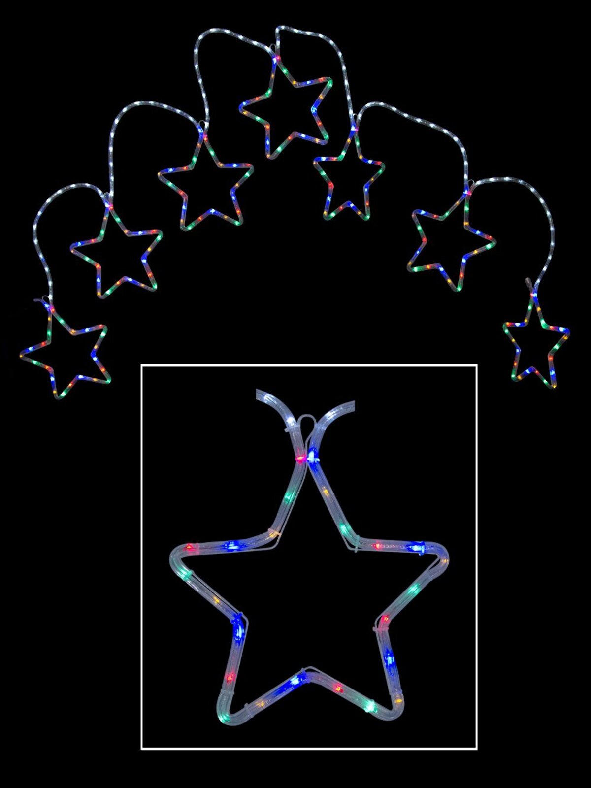 Multi Colour LED Star Chain Rope Light Silhouette - 3m