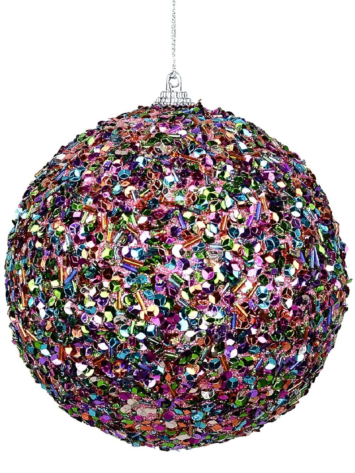 Multi Colour Opulent Signature Sequin & Bugle Bead Bauble | 12cm
