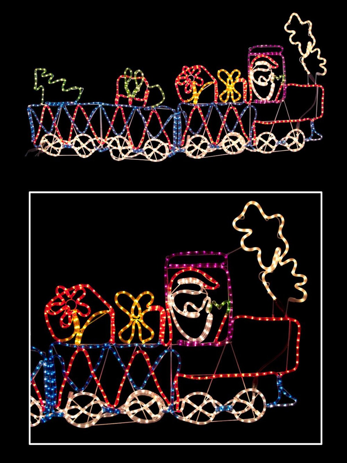Multi Colour Train & Two Carriages Rope Light Silhouette - 1.8m