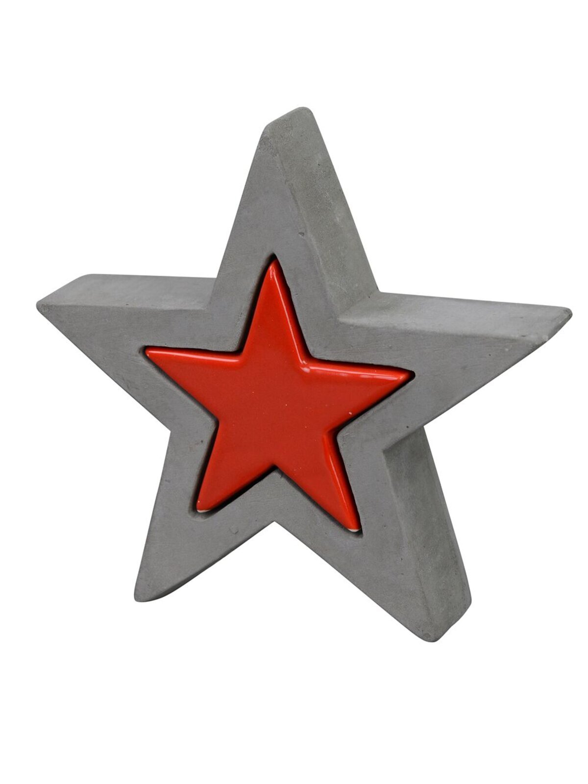 Nested Christmas Star Concrete Look & Ceramic Christmas Ornament - 20cm
