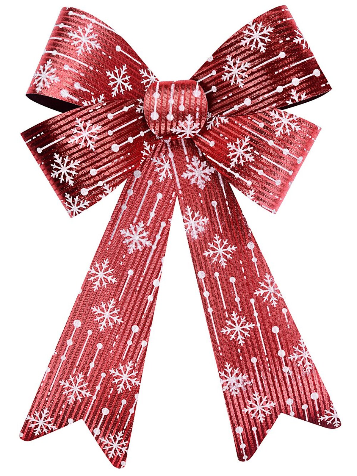 Red Glitter Stripe & Snow White Whimsical Monumental Bow | 45cm