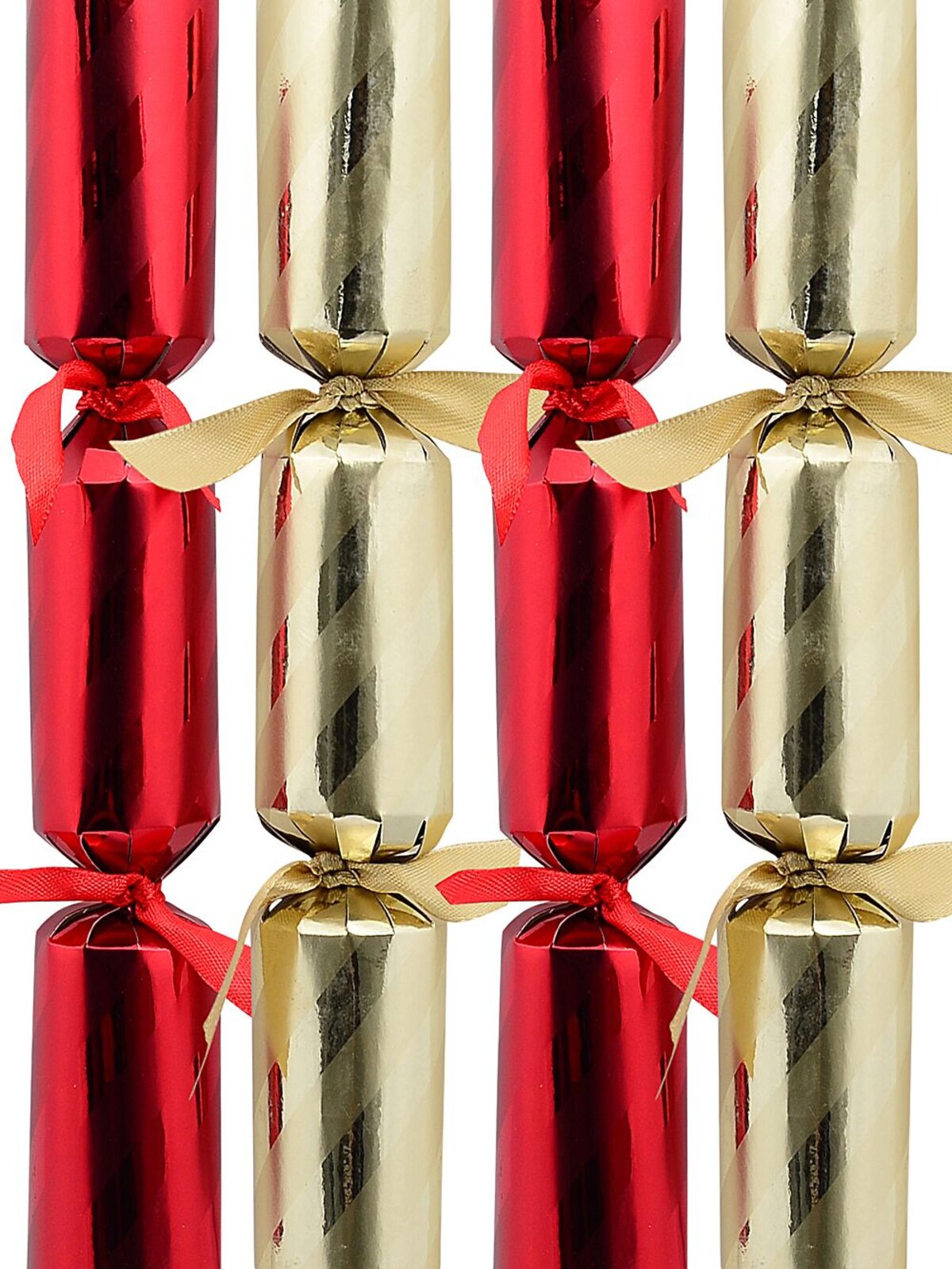 Red & Gold Diagonal Shiny Stripe Mini Christmas Cracker Bon Bons - 6 x 20cm