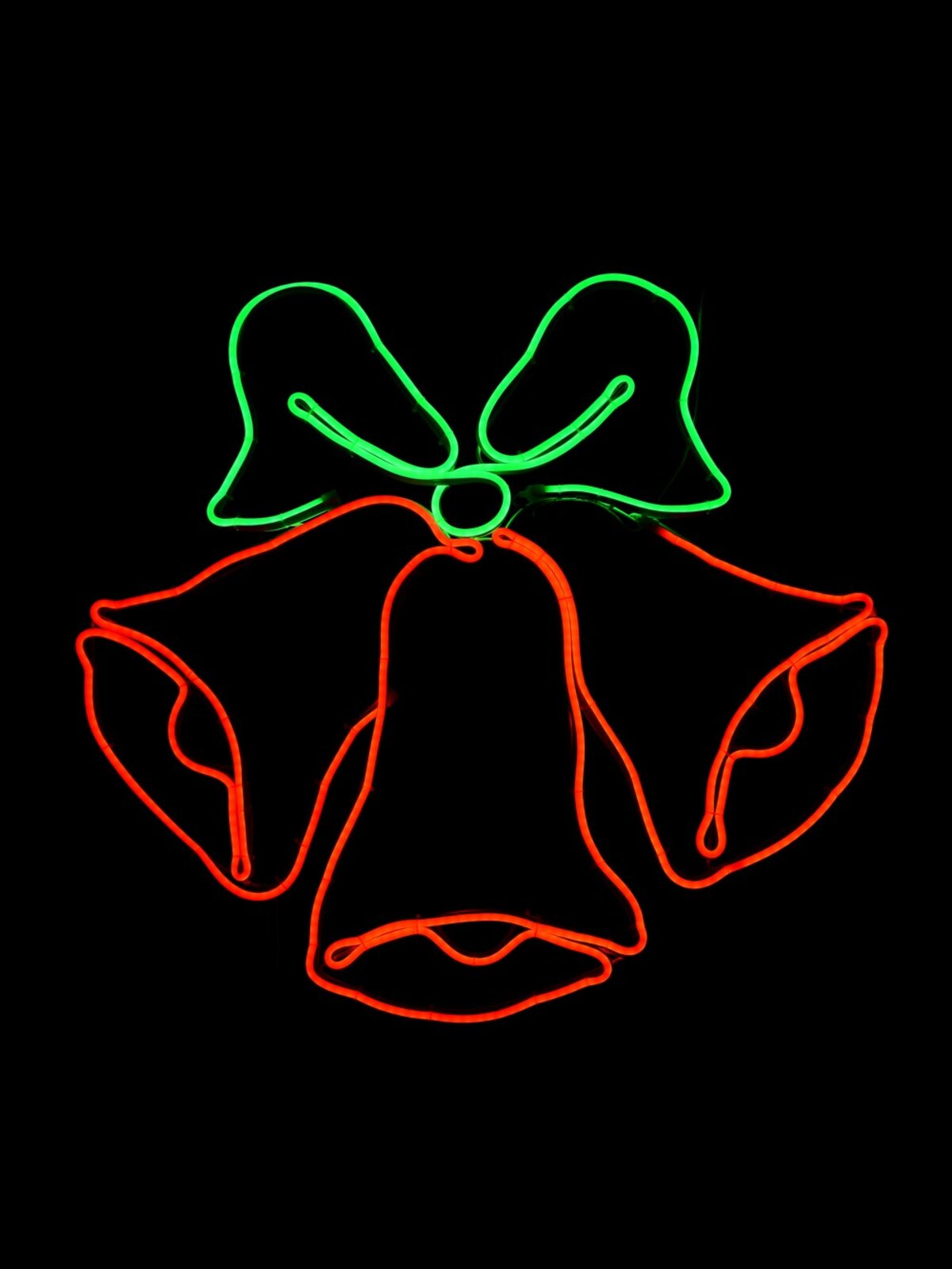 Red & Green Jingle Bells Neon Rope Light Silhouette - 78cm