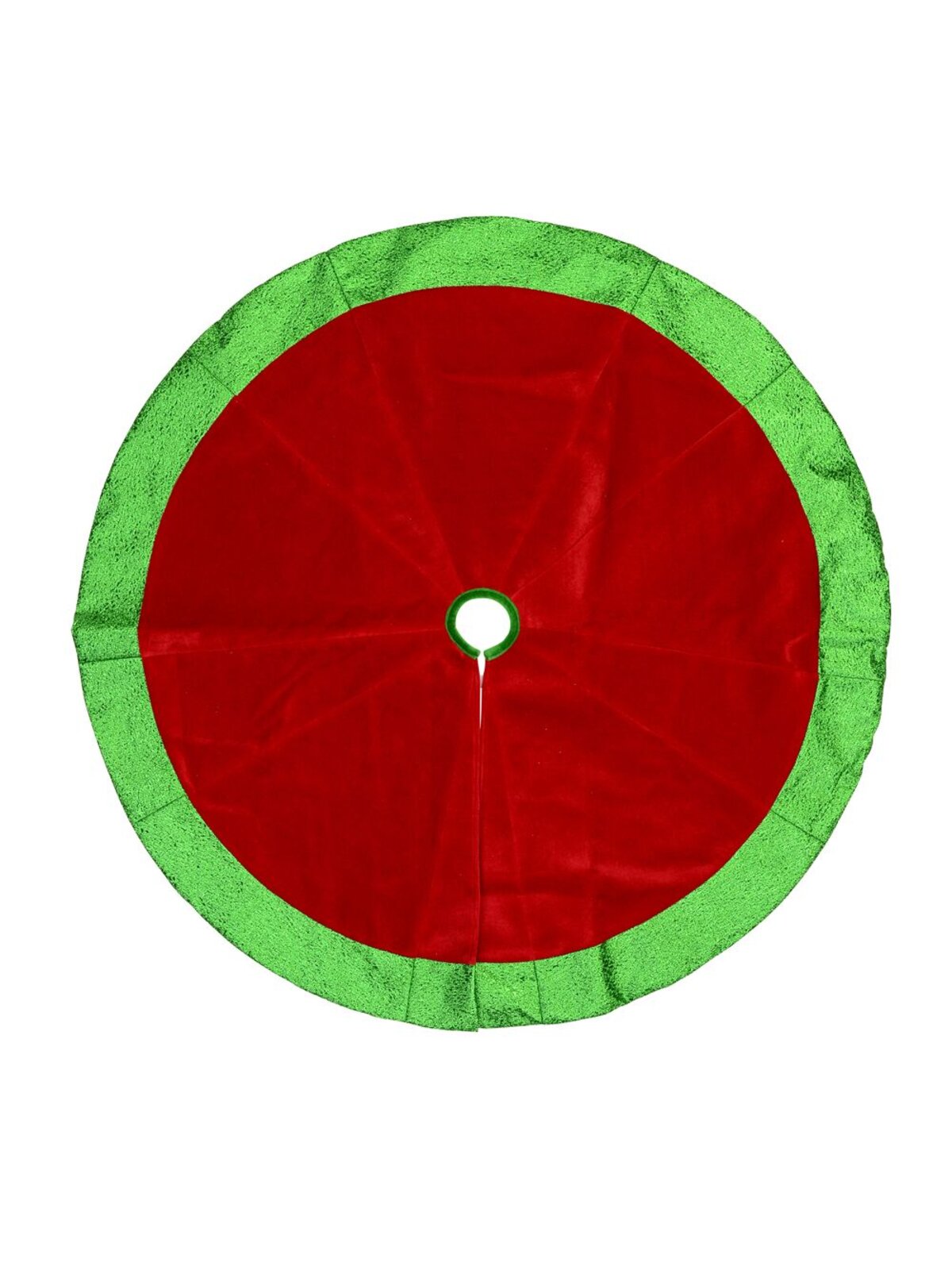 Red Velvet Tree Skirt With Metallic Green Border - 1.2m