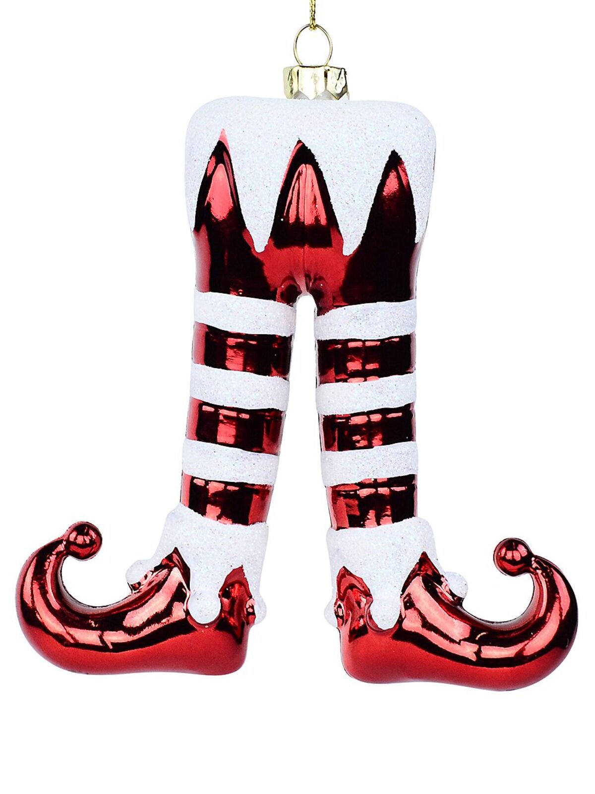 Red & White Glittered Elf Legs Whimsical Essential Ornament | 11cm