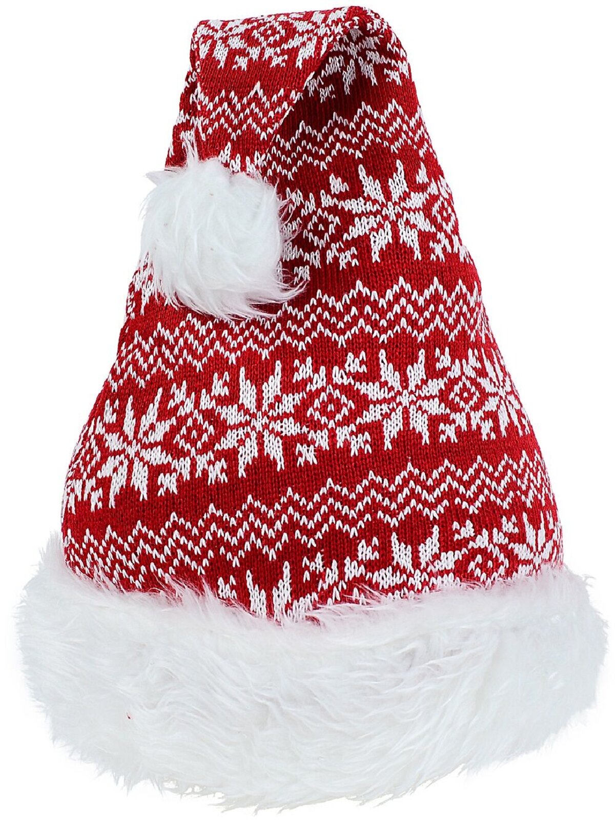 Red & White Knitted Sweater Style Santa Hat | One Size Fits Most