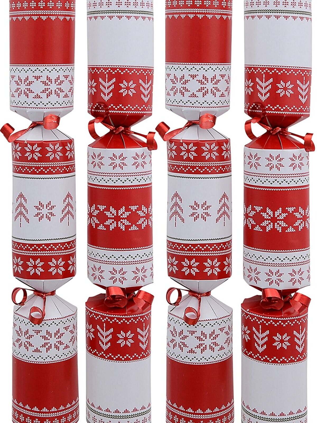 Red & White Winter Jumper Pattern Christmas Cracker Bon Bons - 50 x 26cm