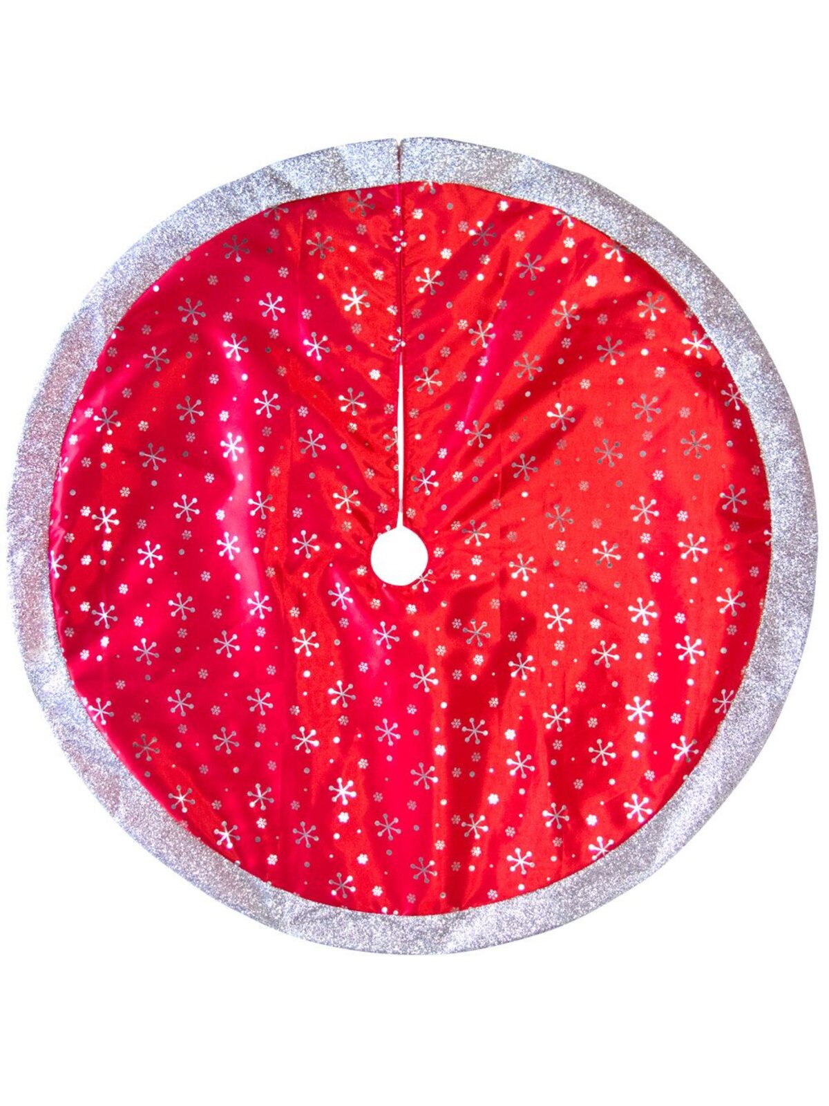 Red With Silver Snowflake Tree Skirt - 1.2m