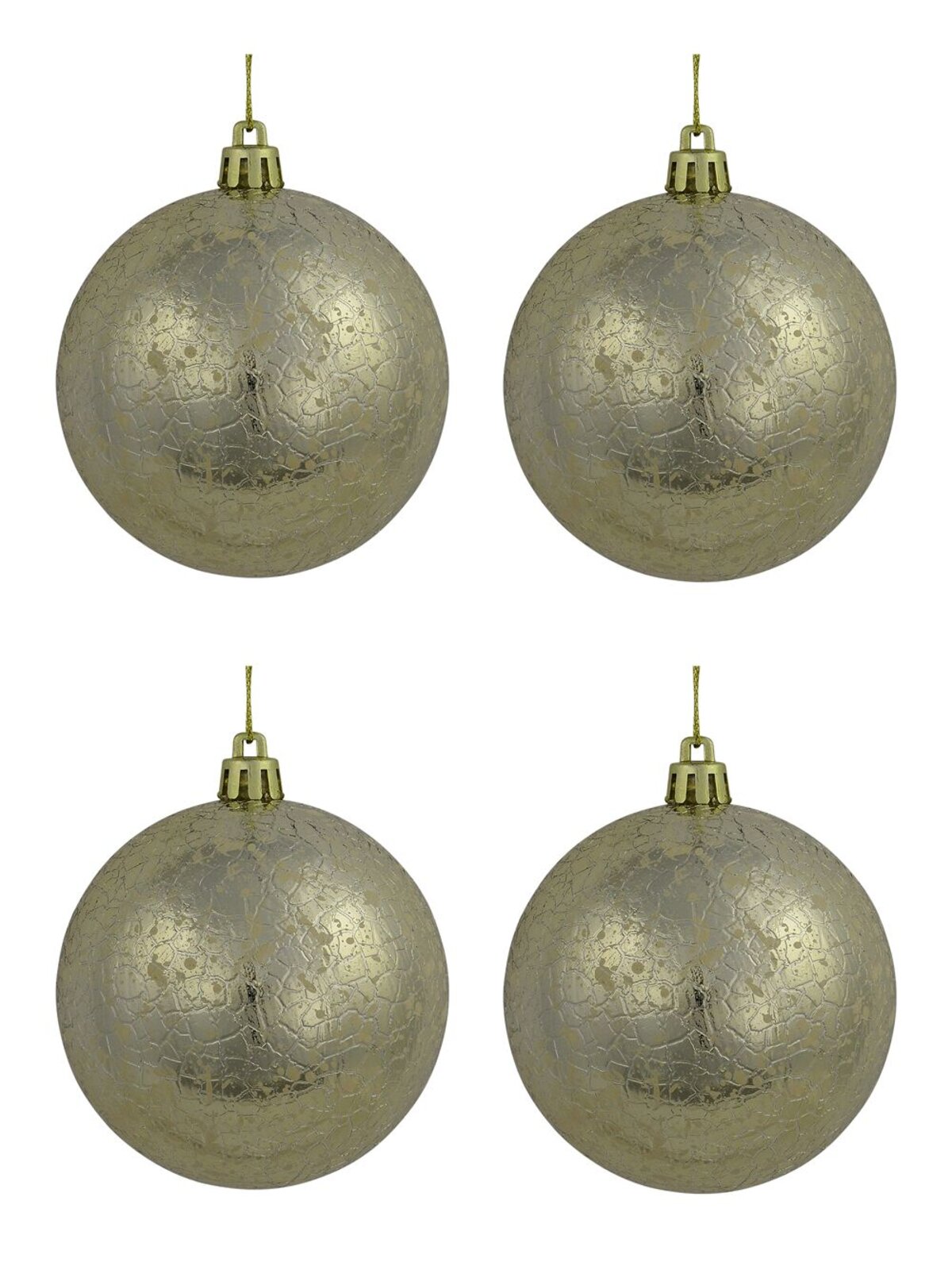 Rose Gold Crackle Textured Baubles - 4 x 80mm