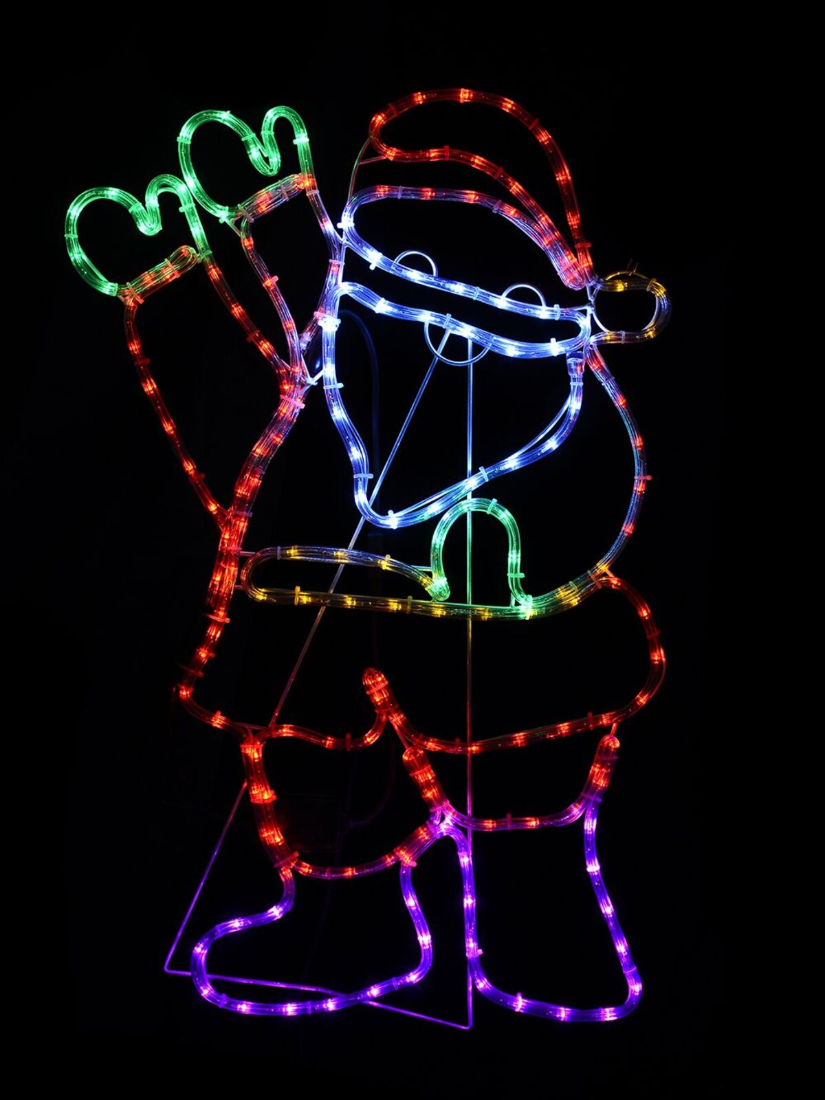 Santa Waving LED Rope Light Silhouette - 87cm