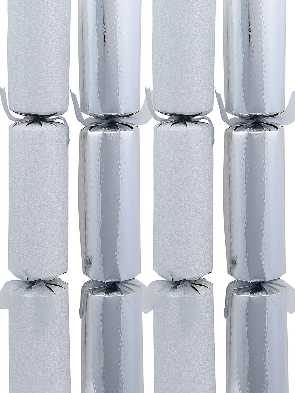 Shiny Criss Cross & Glitter Silver Christmas Cracker Bon Bons - 6 x 34cm