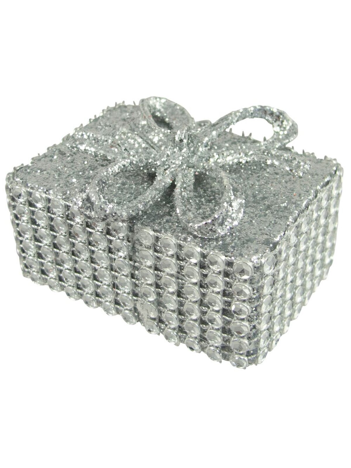 Silver Jewel Rectangle Gift Box Hanging Ornament - 70mm