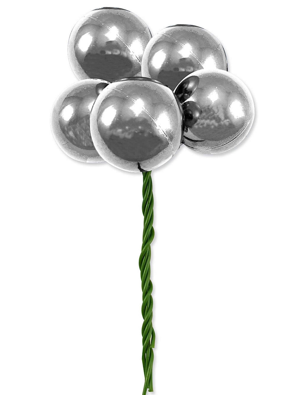 Silver Metallic Bauble Decorative Pick - 15cm