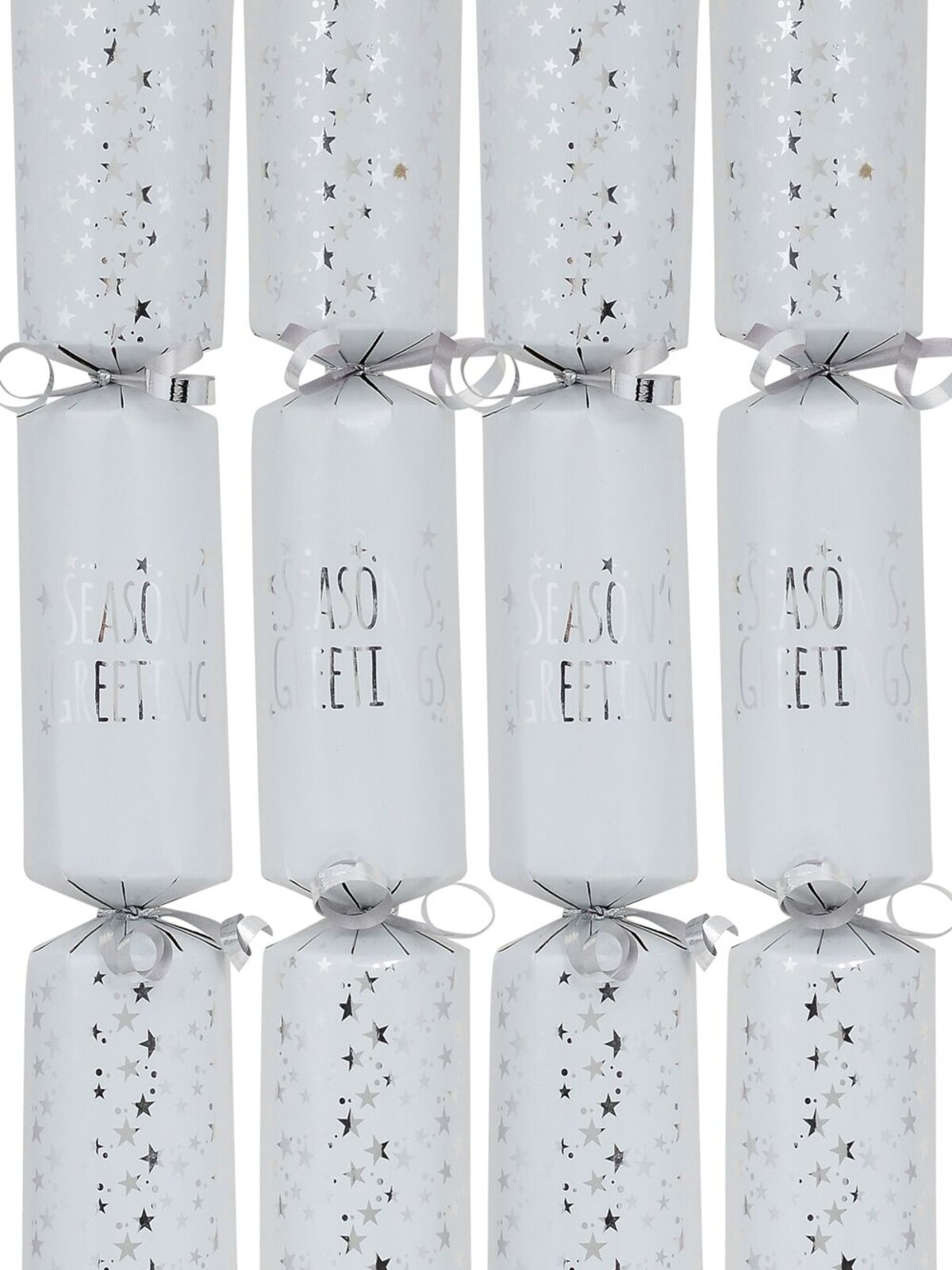Silver Season's Greetings Text On White Christmas Cracker Bon Bons - 50 x 30cm