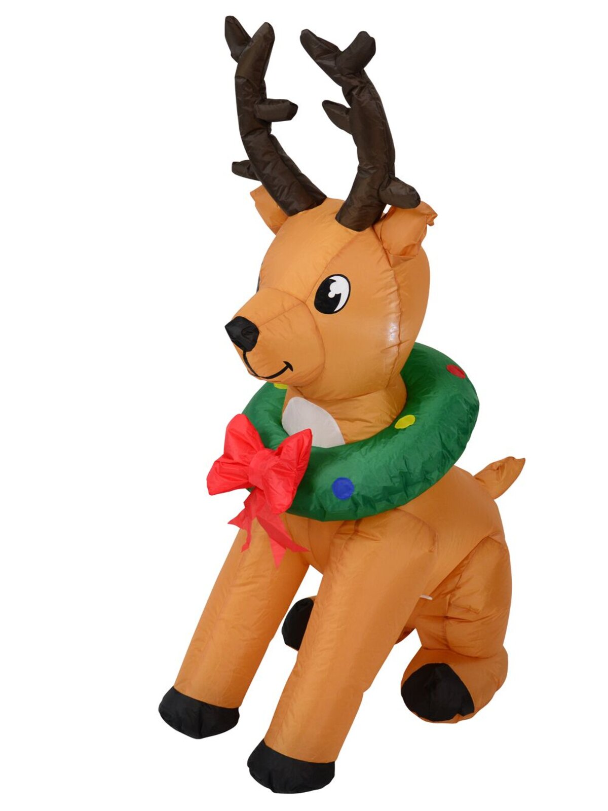 Sitting Buck Deer With Wreath Around His Neck Illuminated Inflatable - 1.2m