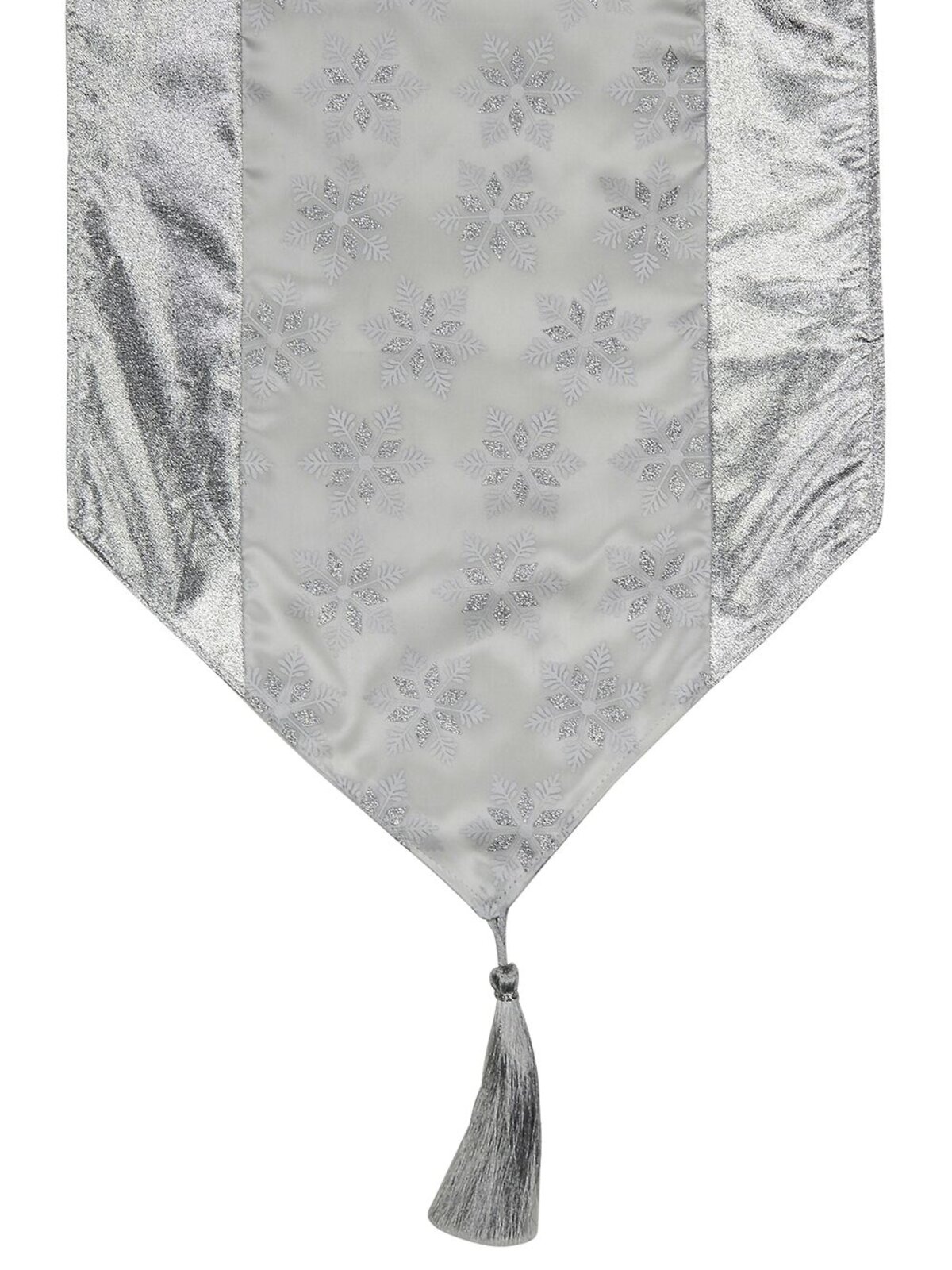 Snowflake Pattern Silver & White Organza Table Runner - 1.8m