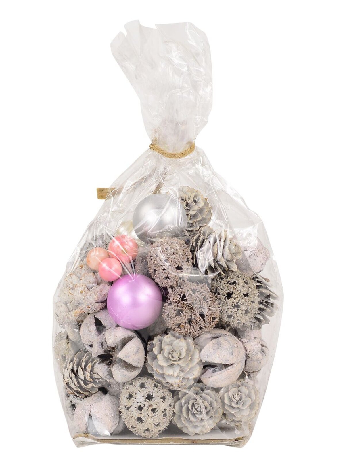 Soft Pink & White Theme Pine Cones, Seeds & Cross Fruits Decoration Mix - 100g