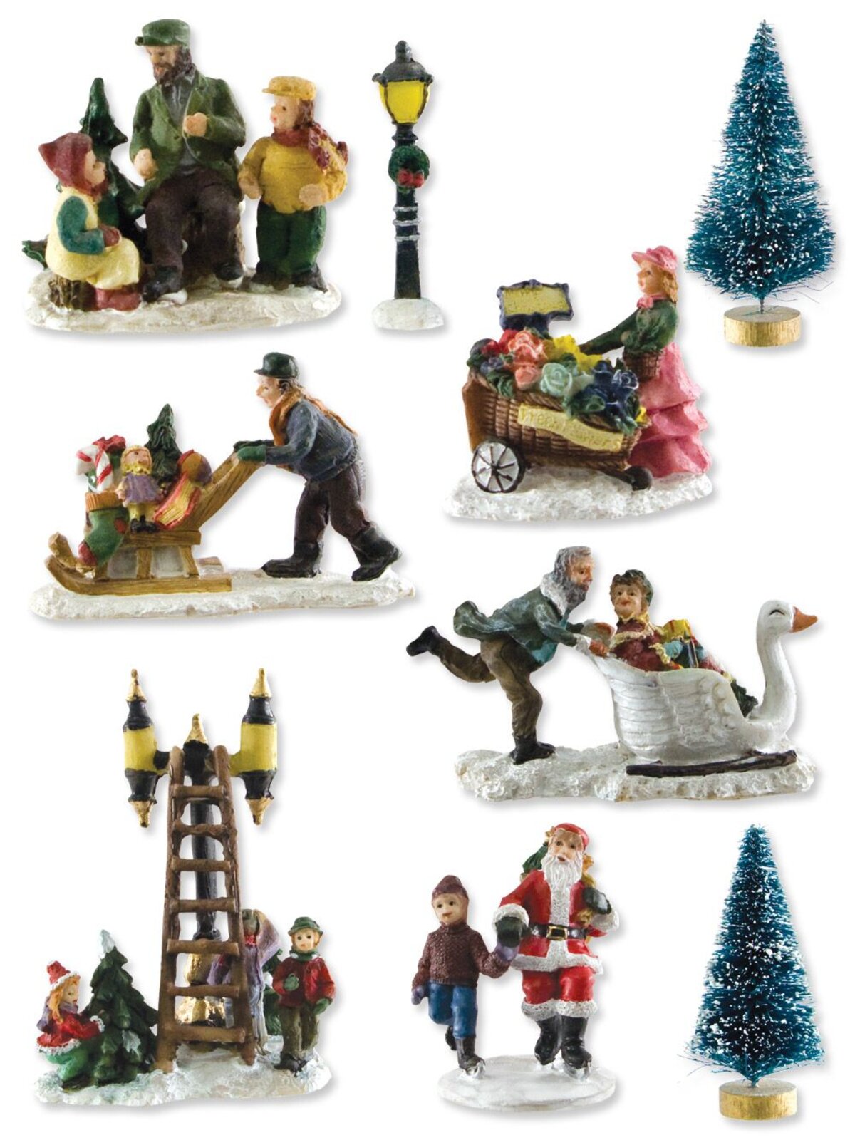 Traditional Resin Figurine  Town Scene - 9 Piece