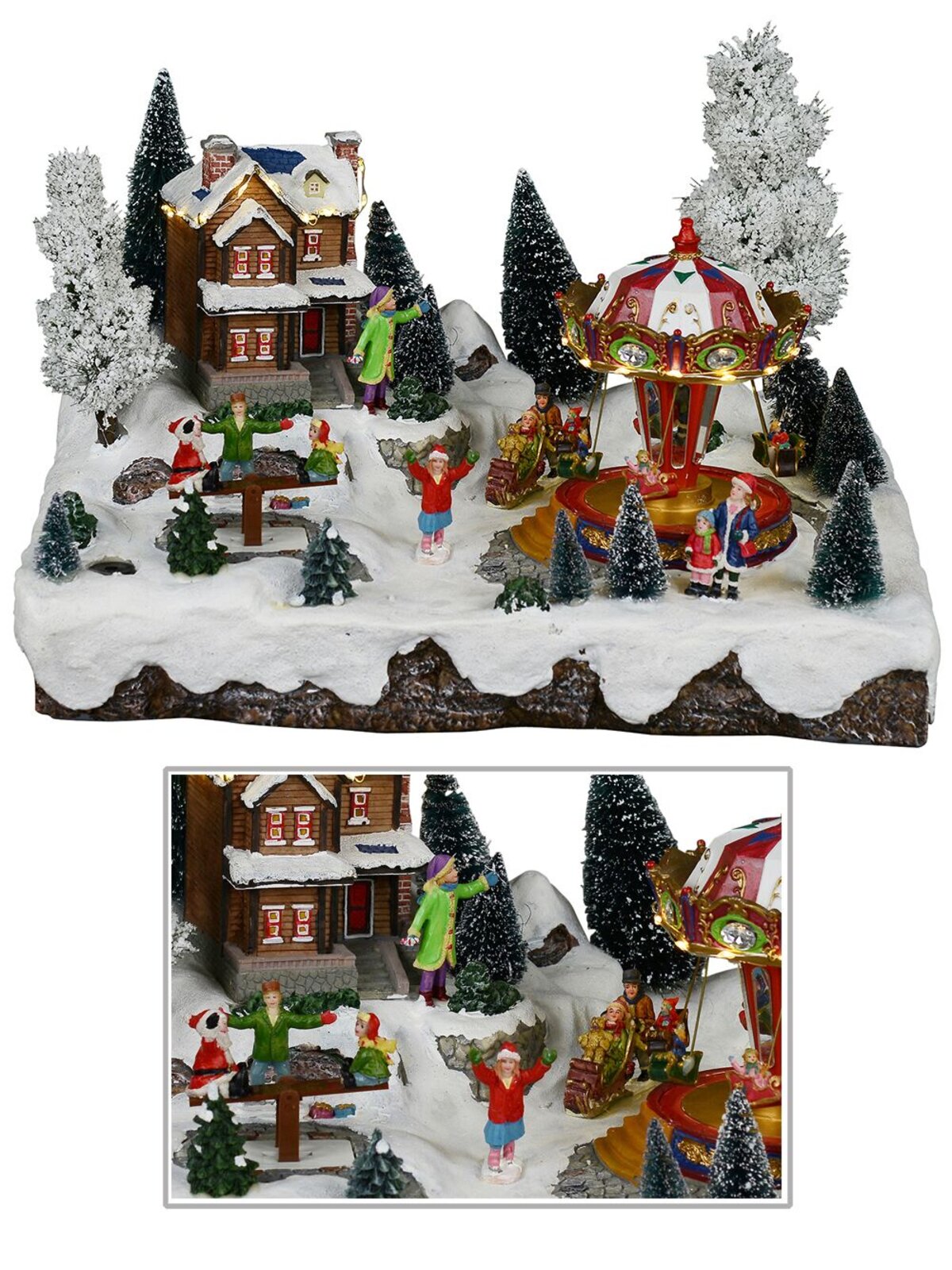 Village with Child, Animated, Musical & Illuminated - 38cm