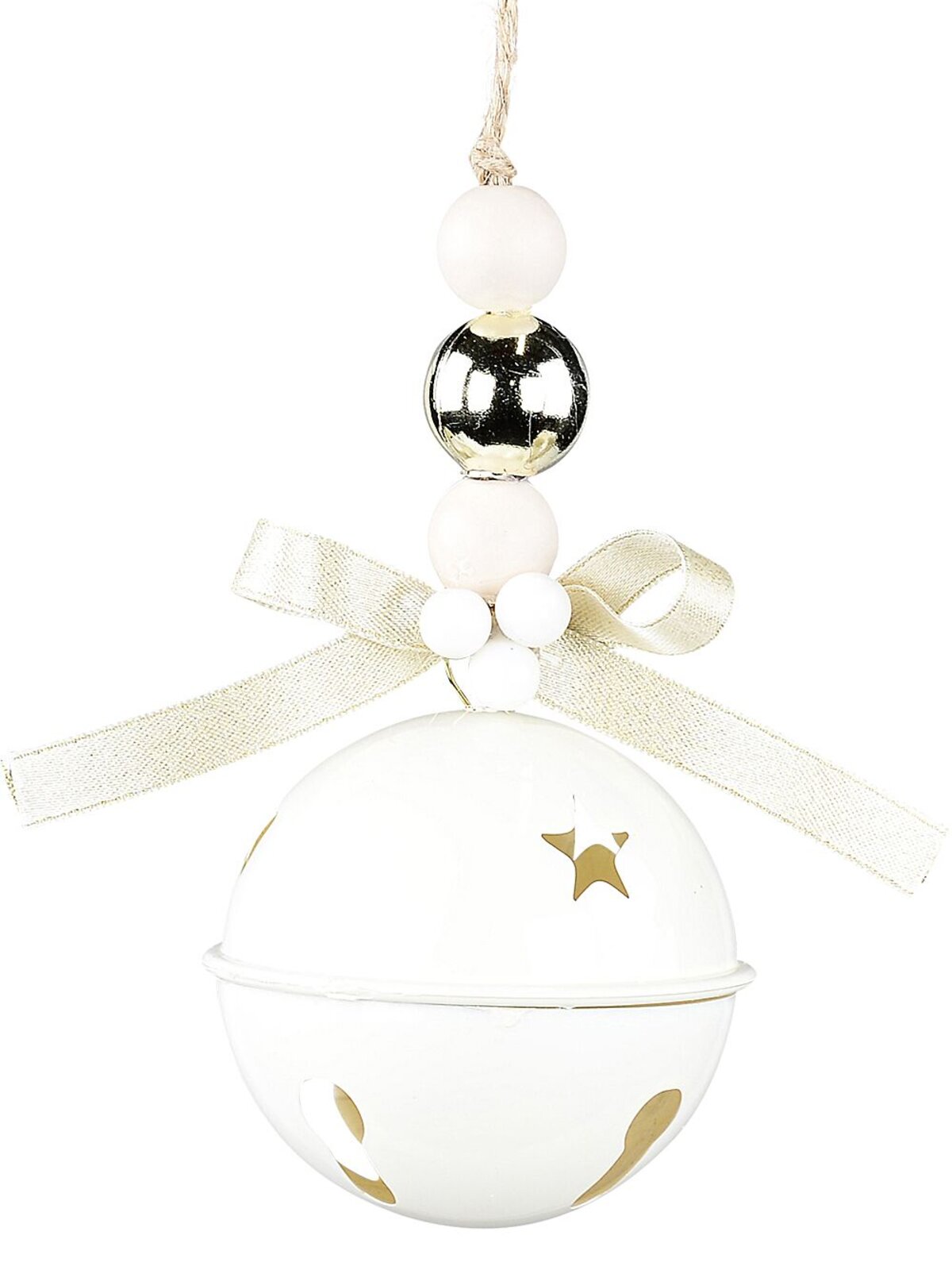 White Gloss Whimsical Essential Tinkling Jingle Bell Bauble | 65mm