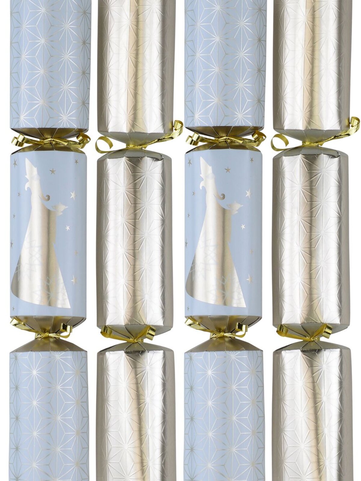 White & Gold With Stars & Magus Christmas Cracker Bon Bons - 10 x 36cm
