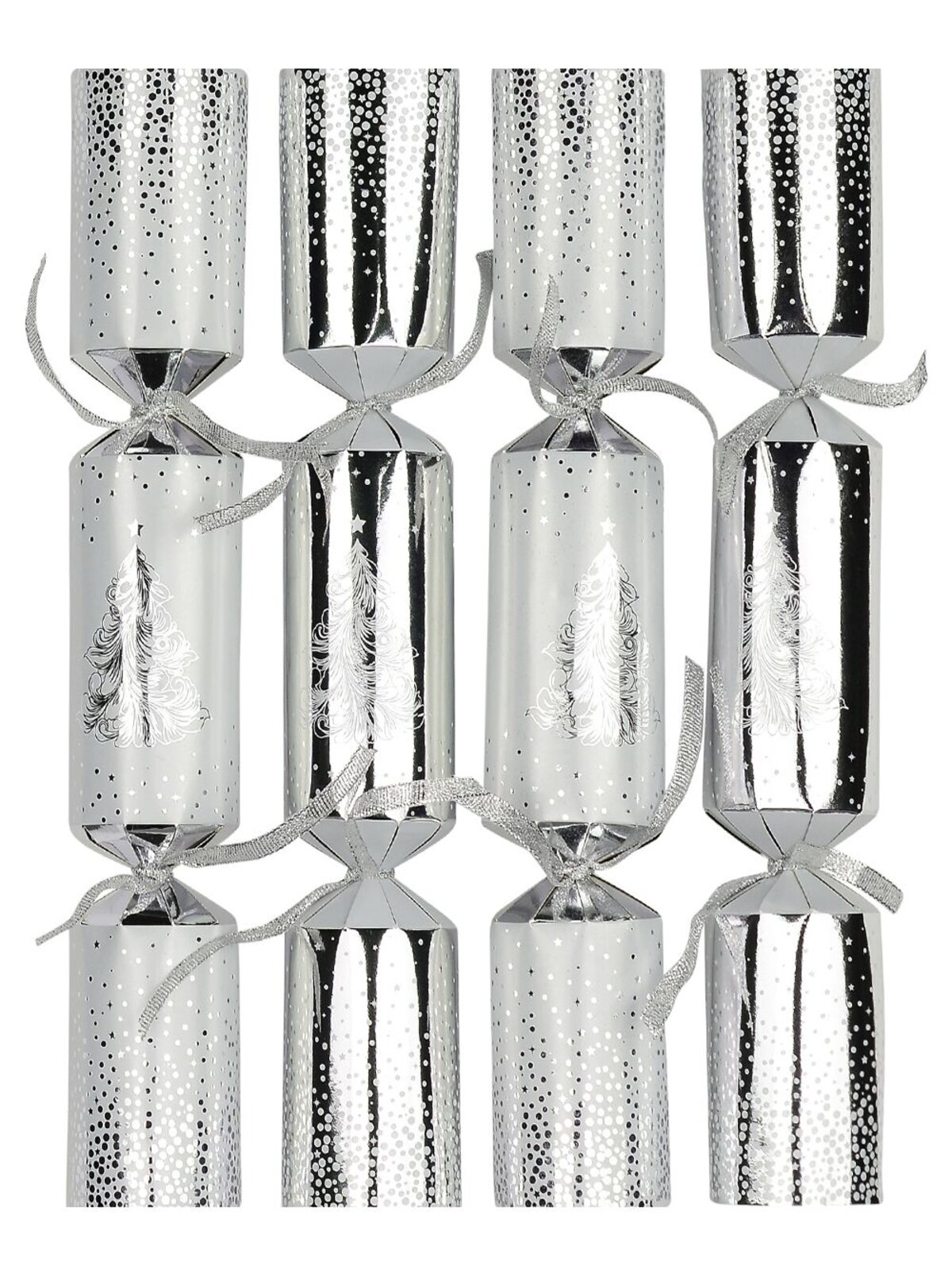 White Tree On Silver & Silver Tree On White Bon Bons - 12 x 30cm