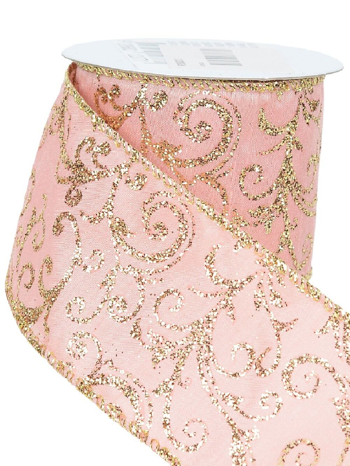 Wired Pink Organza Ribbon With Gold Filigree | 3m x 63mm
