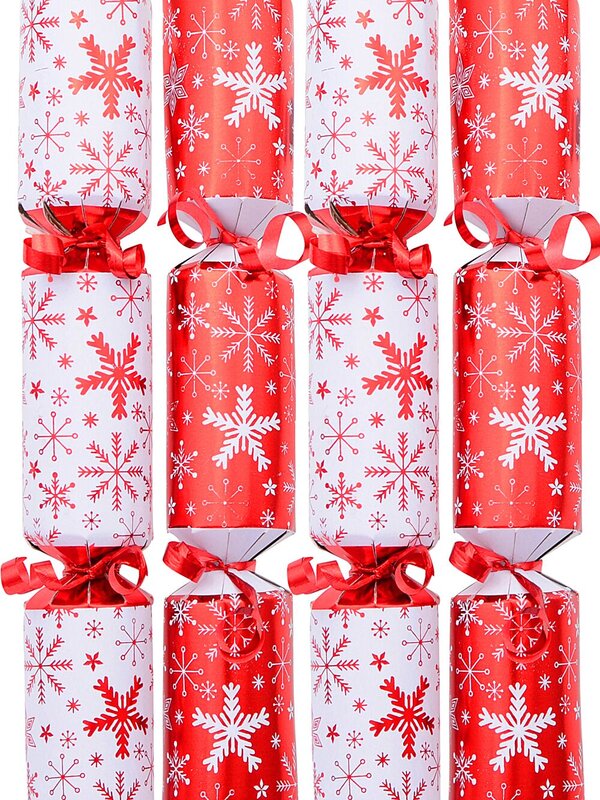 100 x 24cm Red & White Multi Style Snowflakes Small Christmas Bon Bons