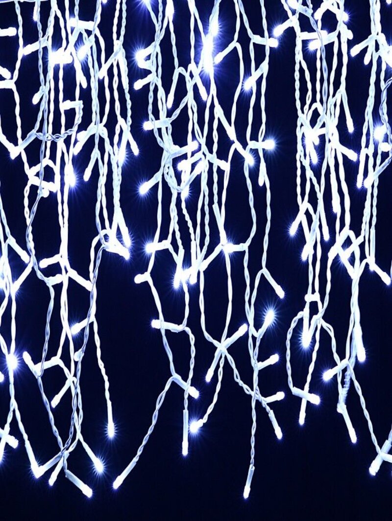 1000 Cool White LED Icicle String Lights 8 Function With Timer | 30m