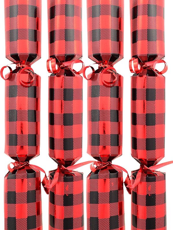 100x Red Tartan Small Christmas Bon Bons (Crackers) | 24cm