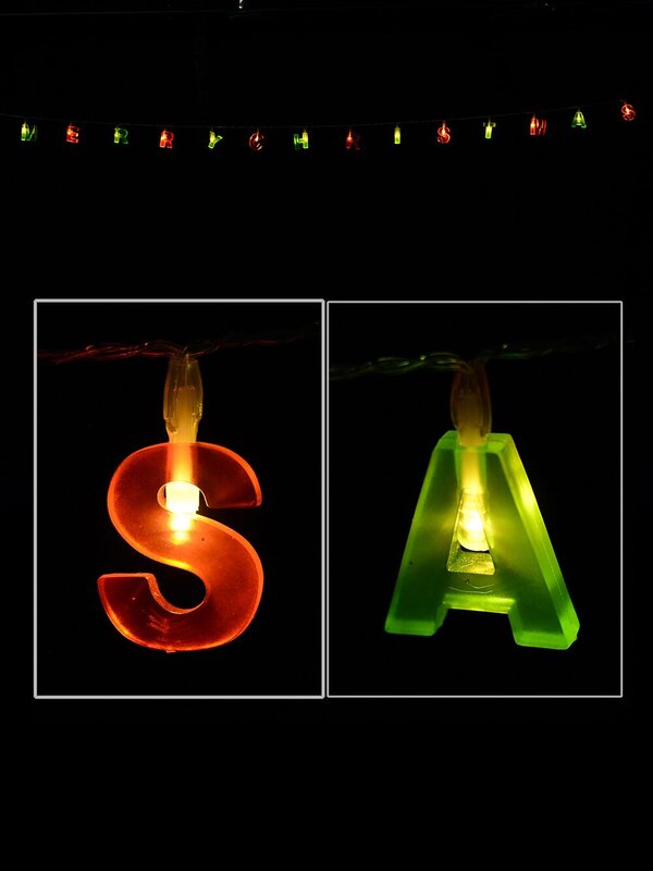 14 LED Red & Green ' Merry Christmas ' Block Letters Battery String Light - 1.4m