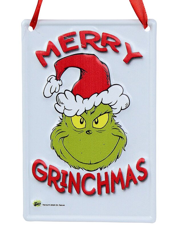15cm Merry Grinchmas Hanging Metal Plaque