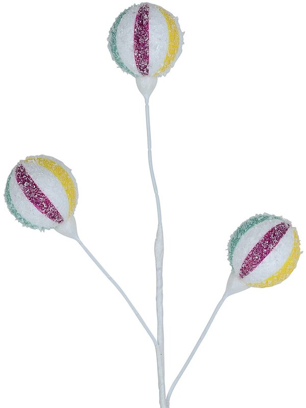 Frosted Sassy Spheres Candy Ball Lollipops Christmas Tree Clip Pick | 16cm
