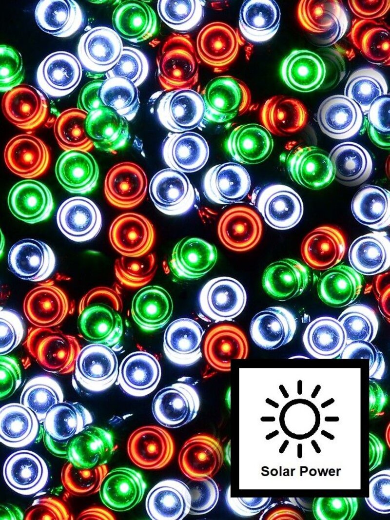 1000 Multi Christmas Colour LED Solar String Fairy Lights With 8 Function | 50m