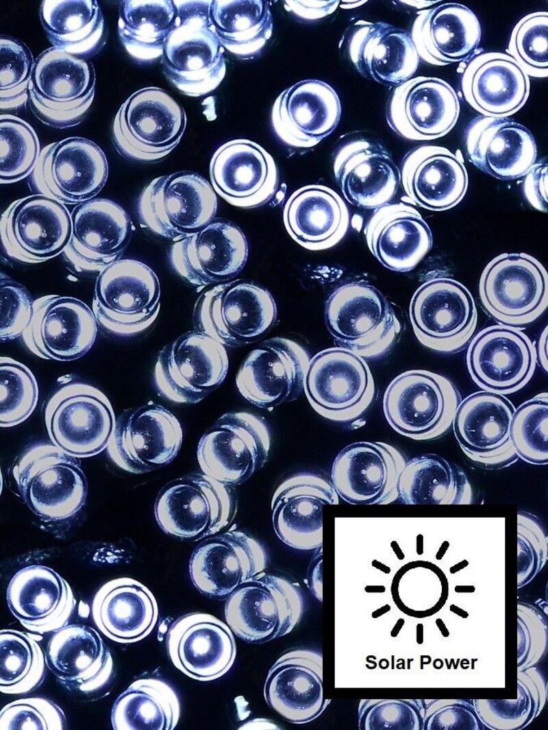 1000 Cool White LED Solar String Fairy Lights 8 Function | 100m