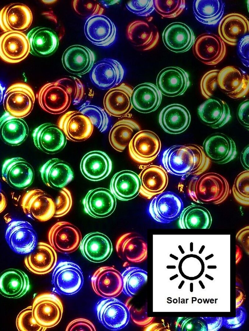 100 Multi Colour LED Solar String Fairy Lights 8 Function | 10m