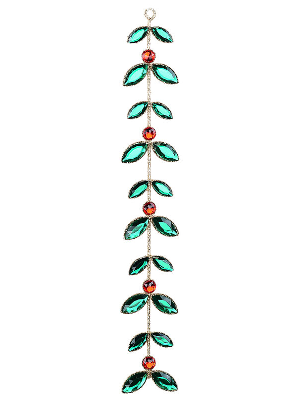 Regal Emerald & Ruby Gemstone Drop Vine Christmas Tree Ornament | 30cm