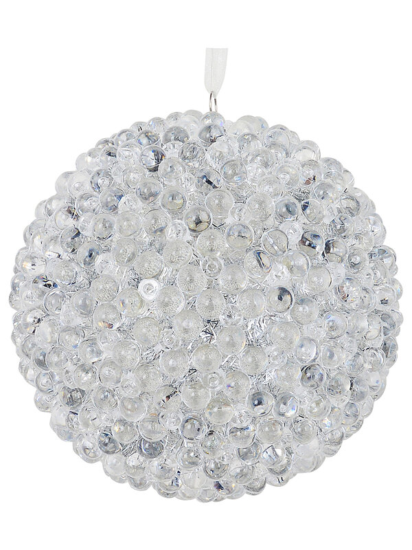 Whimsical Clear & Silver Grand Crystal Beaded Shimmer Bauble | 12cm