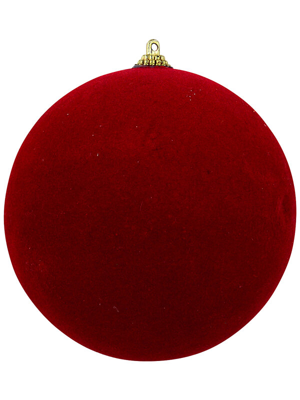 Classic Cherry Red Grand Matte Velvet Flocked Bauble | 12cm