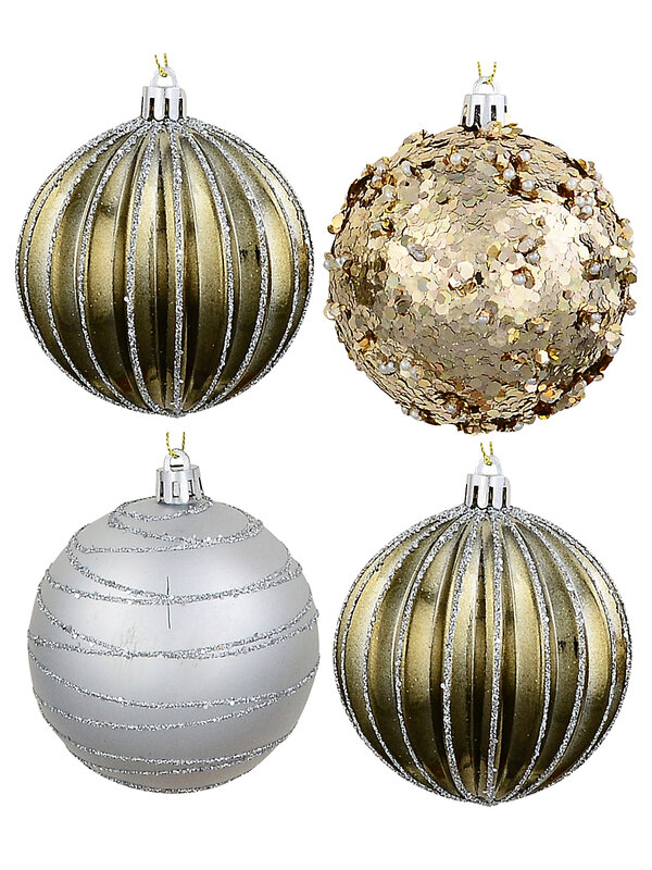 24x Dynamic Mixed Metallic Signature Ribbed & Embellished Baubles | 80mm