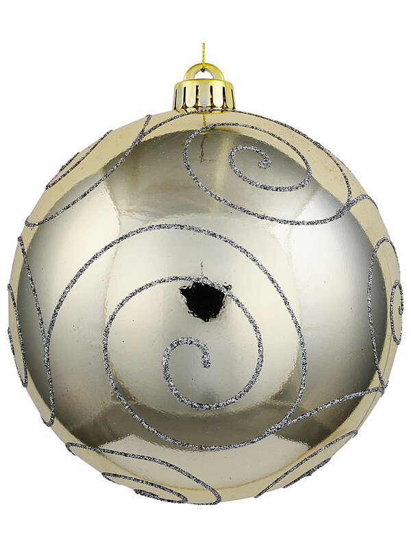 Classic Gold & Silver Grand Glitter Swirl Bauble | 15cm