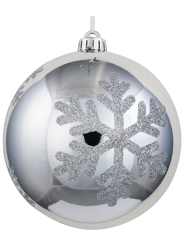 Celestial Chrome Silver Grand Glitter Snowflake Bauble | 15cm