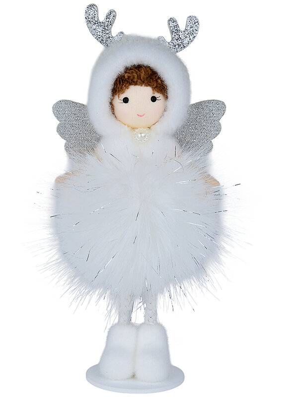 Whimsical Frost Angel With Silver Antlers Tabletop Figurine | 19cm