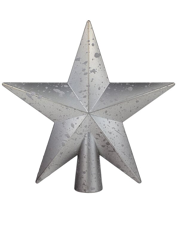 20cm Silver Christmas Star With Splatter & Glitter Pattern Tree Top Decoration