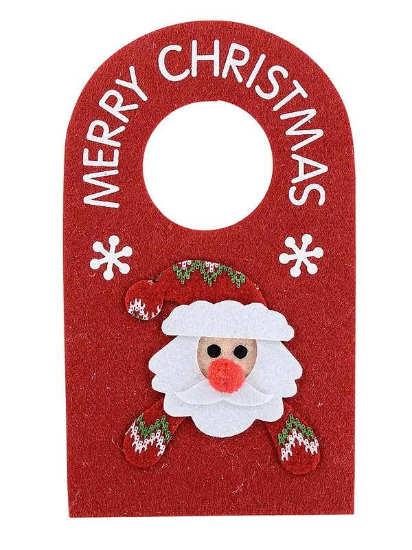 Santa Face Red Felt Door Hanger | 28cm Merry Christmas Entryway Decor
