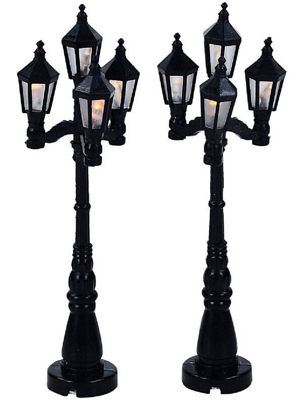 2x LED Victorian Street Lantern Village Accessories | 11cm